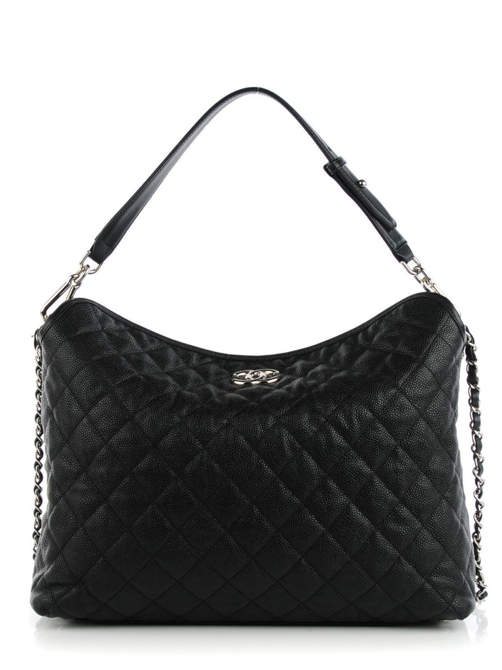 Chanel Caviar Quilted French Riviera Hobo Black